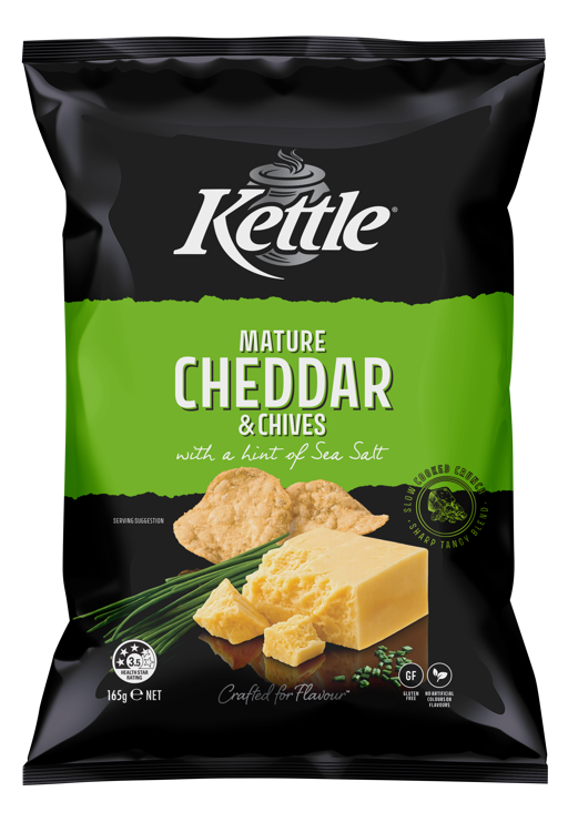 F4691 Kettle Mature Cheddar & Chives 165G