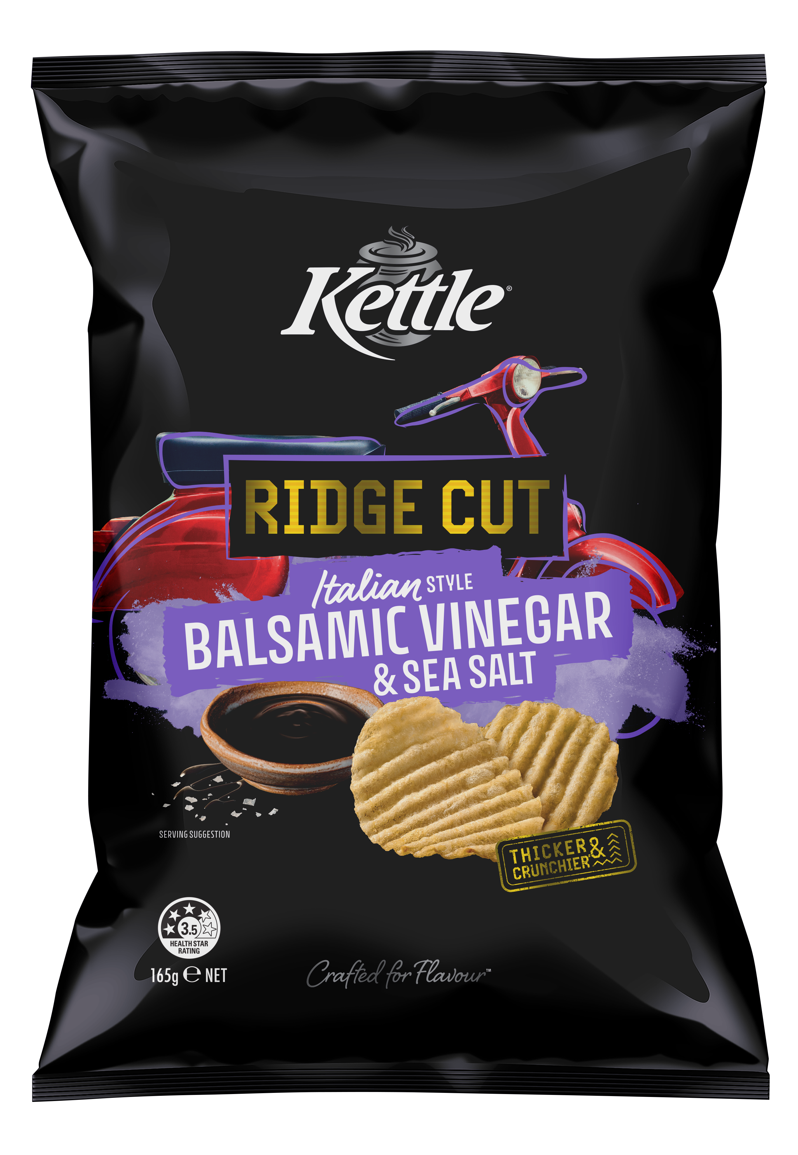 F4661 KETTLE RIDGE CUT SALT BALSAMIC VINEGAR 165G